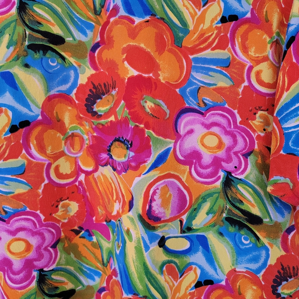 Oscar de la Renta Expressions Floral Silk Top - Picture 8 of 8
